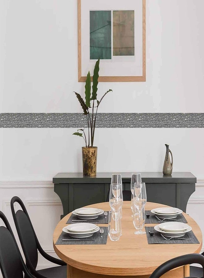 WallDesign ملصق حدودي من WallDesign - بنمط طوب حجري طبيعي - لفة 3 بوصات × 10 أقدام - لتزيين جدران الحمام والمطبخ وغرفة المعيشة - مغلف بطبقة لامعة مقاومة للماء من مادة PVC - Image 3